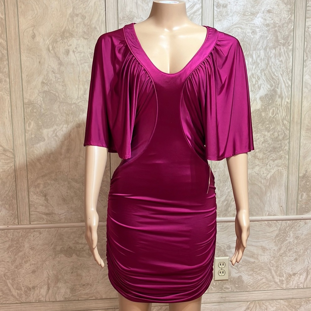 Do+Be Fuchsia Dress with Cape Sleeves